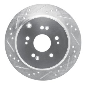 Acura RDX Brake Rotor (1) - Rear Left - R1 Concepts - Drilled & Slotted - Silver - `05-`18